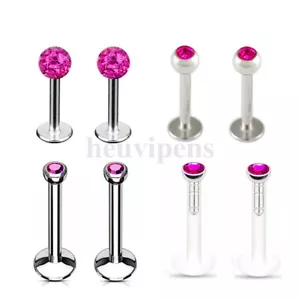 8X Crystal Ball Lip Monroe Labret Tragus Bar Ring Ear Studs Piercing Jewelry Set - Picture 1 of 16