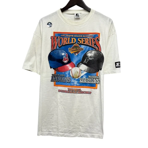 Vtg Florida Marlins MLB World Series 1997 Men's White T-Shirt Starter Cotton XL Cover