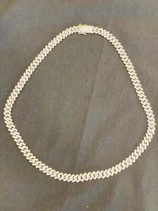 10K YELLOW GOLD 9.50 CARAT REAL DIAMOND 8MM 20 INCHES 50.72 GRAM GOLD CUBAN LINK - Picture 1 of 1