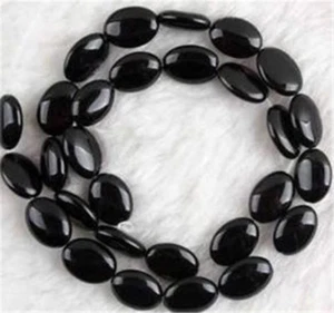 Natural 13x18mm Indian Black Agate Onyx Gemstone Oval Loose Beads 15'' Strand - Picture 1 of 4