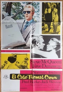 The Thomas Crown Affair ORIGINAL Spain '76 POSTER Steve McQueen Faye Dunaway - Imagen 1 de 2