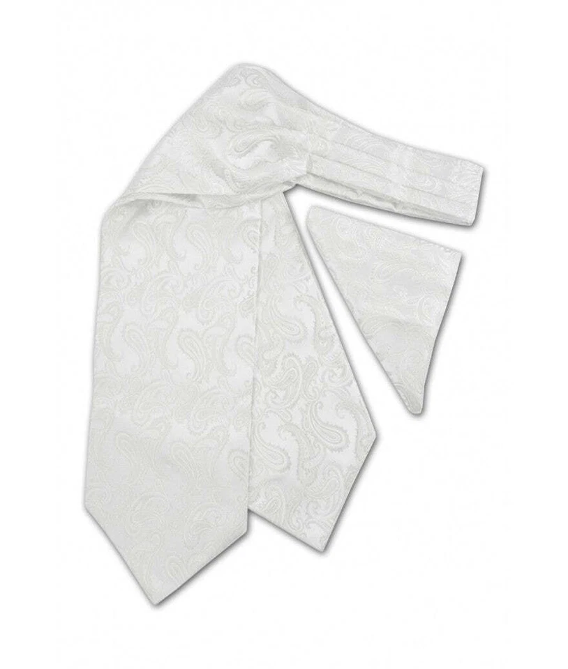 Brand Q AH600 - Paisley Microfiber Ascots & Hankies White - Image 1 of 1