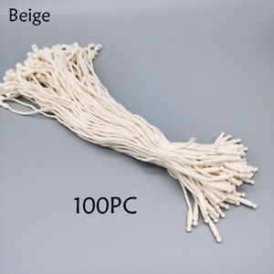 100pcs 20cm Cotton String Hang Tag Clothing Snap Lock Pin Loop Fastener Hook Tie