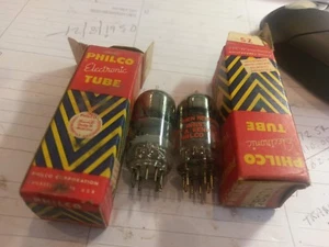 Paar Philco 5BQ7A Vakuumröhren NOS schwarz & grau Plattenversionen - Bild 1 von 1