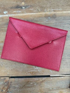 Accessori esclusivi AMI lucertola rossa custodia busta in pelle ciottolata * 7 x 5 - Foto 1 di 3