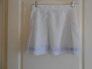 TAIL--PLEATED WHITE WITH EYELET WITH LIGHT BLUE RIBBON----SIZE 10 - Picture 1 of 3