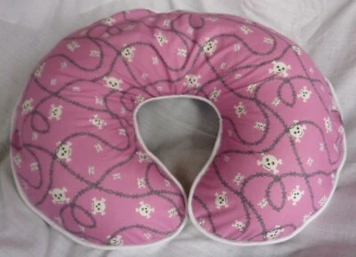 Pink Skulls and Barbwire Nursing Pillow Cover - fits Boppy - Sample Sale - Image 1 of 4