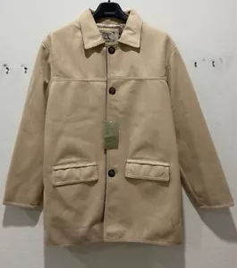 Men's A. Collezioni Drifter Jacket Coat Size M Button Italy Tan Faux Suede NEW - Picture 1 of 11