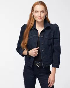 NUEVA Chaqueta Denim Chico’s Manga Abullonada Lavado Oscuro Talla 2/LG - Imagen 1 de 7