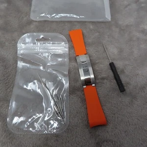 Generic Orange Silicone Rubber Band Strap & Buckle To Fit Universal Watches NEW - Picture 1 of 3