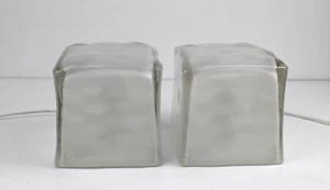 Pair of IKEA Ice Cube Lamps Iviken Square Frosted Swedish Vintage Retro 1990s - Picture 1 of 13