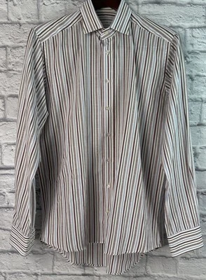Etro Men's Cotton Linen Long Sleeved Dress Shirt 39 15-34 Striped Made in Italy - Image 1 of 4