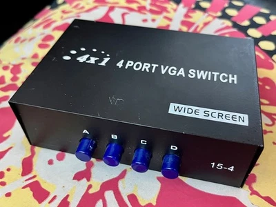 4 Port VGA Video Selector Switch 4 In 1 Out Switcher 4x1 Switch Box Wide Screen - Image 1 of 2