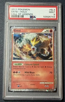 2011 Pokemon Shiny Entei Call of Legends Secret Rare Holo #SL3 PSA 9 - Image 1 of 2