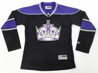 Camiseta de hóquei rara vintage Reebok Los Angeles Kings em branco sem nome anos 2000 preta YTH P - Imagem 1 de 4