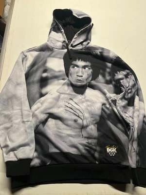 DGK Skater Hoodie Sweatshirt Black White Bruce Lee Graphic Mens Size Medium - Image 1 of 4