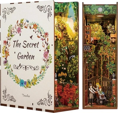 Hágalo usted mismo Kit de rincón de libros para adultos 3D rompecabezas de madera sujetalibros estantería insertar biblioteca Foto 1 de 4