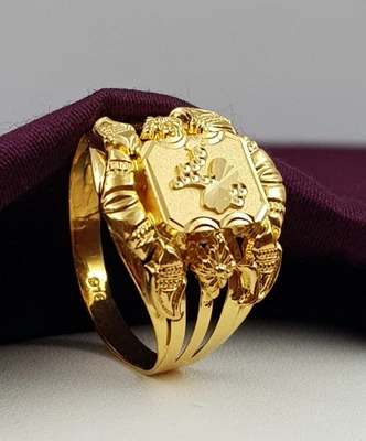 Королевское золотое кольцо 22K изящное мужское офисная одежда вид кольцо лазерная огранка кольцо из чистого золота - Изображение 1 из 4