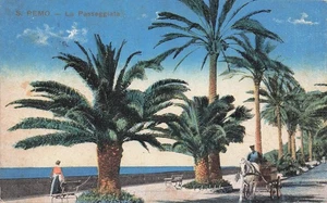 30-150) CARTOLINA SAN REMO PASSEGGIATA CARRO ANIMATA VIAGGIATA 1920 IMPERIA - Picture 1 of 2