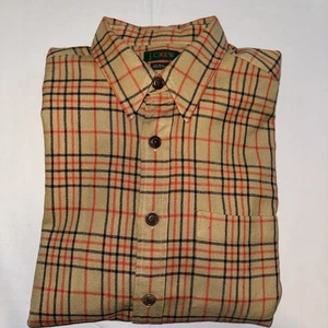 J.Crew Herren Flanell Gr. L Wolle Button-Down Hemd braun/rot/schwarz kariert - Bild 1 von 5
