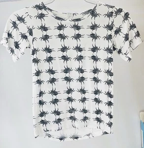Kate Quinn Spider Kids Bamboo Cream Black Short Sleeve Shirt Top Sz 6Y PLAY READ - Picture 1 of 10