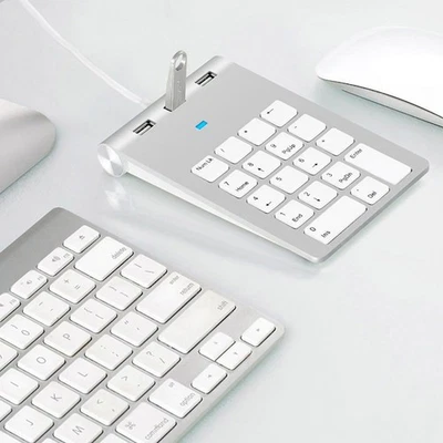  USB Number Pad Wireless Silent Retro Mechanical Keyboard Keypad Hub - Image 1 of 4