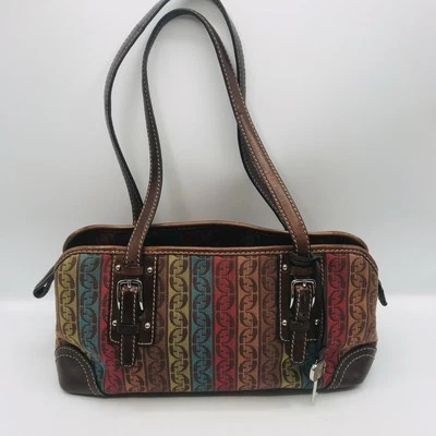 FOSSIL Bolso de Mano Cartera Bolso de Cuero Marrón Chocolate con Llave 12 x 7 x 4.5" Foto 1 de 4