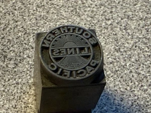 Druck Buchdruck Druckerblock Southern Pacific Lines Railroad 1/2" Block - Bild 1 von 3