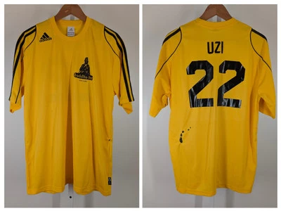 Vintage Y2K Bhudda Bar NYC Adidas Rec Soccer Jersey Promo Ad Restaurant Yellow L - Image 1 of 4
