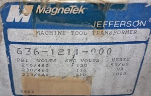 New Jefferson Electric 636-1211-000 Transformer 120/240-240/480volt 1KVA 1000 VA - Picture 1 of 5