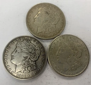 1921 P,S & D (lot of 3) $1 Morgan Silver Dollars Very Nice Lot of Coins ~ #2140 - Picture 1 of 2