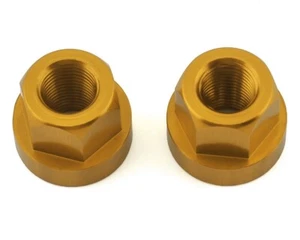 PAR DE TUERCAS DE EJE DE ALUMINIO 3/8" x 26 tpi oro anodizado - Imagen 1 de 1