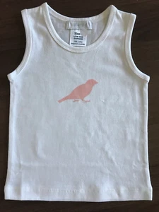 BNIP Girl's Sz 1 Lulu & George Brand Pure Cotton Cute Bird Logo Singlet Tank Top - Picture 1 of 1