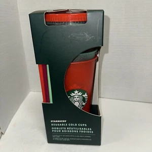 Starbucks Holiday 2020 5 14 OZ taza fría pajita brillo tapas reutilizable nuevo - Imagen 1 de 3