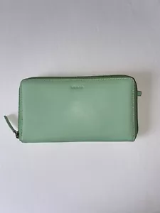 LODIS Continental Smooth Leather Zip Around Clutch Wallet Mint Blue Green - Picture 1 of 9