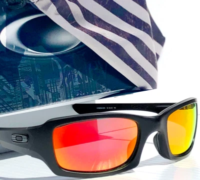 NEW* OAKLEY Fives Squared Black USA Tonal FLAG POLARIZED Galaxy Ruby Sunglass - Image 1 of 4