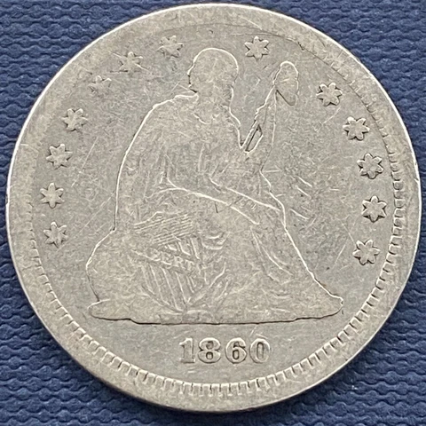 1860 Seated Liberty Quarter 25c Better Grade #54535 Cover