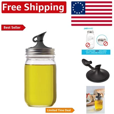 Compact Black Oil Cruet Lid for Ball and Regular Mouth Jars - Easy Dispensing - Image 1 of 4