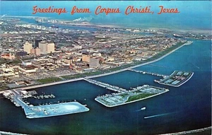 Tarjeta postal de saludos vista aérea horizonte Corpus Christi Texas 812-C sin publicar - Imagen 1 de 2