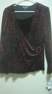 NWT Elementz Black Velvet 2 Fer Sparkly Blouse/TOP SZ XL -Special Occasion - Picture 1 of 3