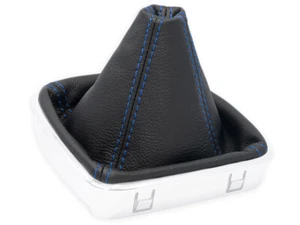 PER FORD GALAXY 2007-2015 CUFFIA LEVA CAMBIO PELLE NERA CUCITURE BLU SCURO - Foto 1 di 5
