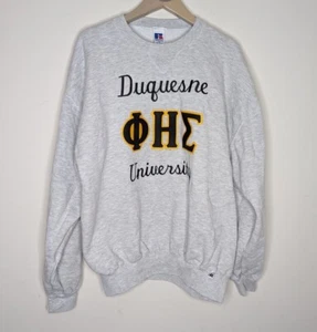 Vintage 90s Duquesne University Russell Sweatshirt Size XL Phi Eta Sigma Frat - Picture 1 of 5
