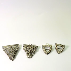 Estremità fibbia cintura cristallo strass vintage, due set (AR) - Foto 1 di 11