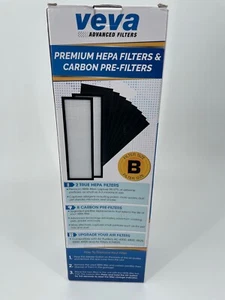 Veva Premium Hepa Filters Size B - 2 Hepa Filters 6 Carbon Pre Filters GG4825-2 - Picture 1 of 4