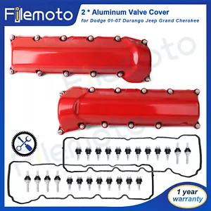 2 * Aluminum Valve Cover for Dodge 01-07 Durango Jeep Grand Cherokee 4.7L - Zdjęcie 1 z 7