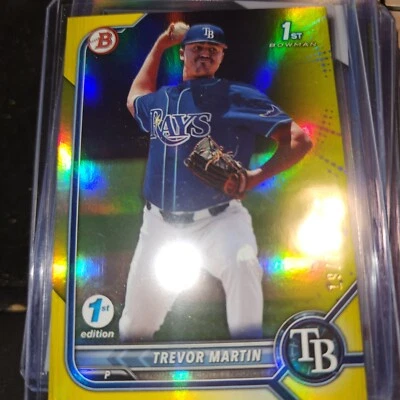 2022 1ST ED/1ST BOWMAN DRAFT YELLOW FOIL BD-184 TREVOR MARTIN RC 19/75 - RAYS - Image 1 of 4