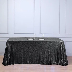90" x 156" Sequin RECTANGULAR Tablecloth Dinner Wedding Linens Party Decorations - Picture 1 of 93