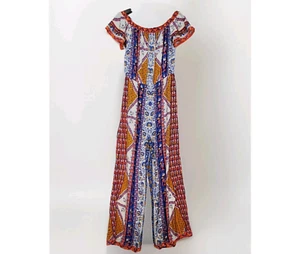 Flying Tomato Women's Jumpsuit floral Print Size M wide leg boho off sholder - Picture 1 of 9