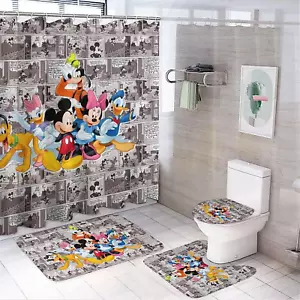 Cartoon Gift Funny Mickey Mouse and Friends Bathroom Sets or Shower Curtain. - Picture 1 of 3