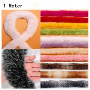 Cinta de recorte de piel de conejo de 1 metro borde esponjoso peludo costura decoración artesanal hágalo usted mismo - Imagen 1 de 26